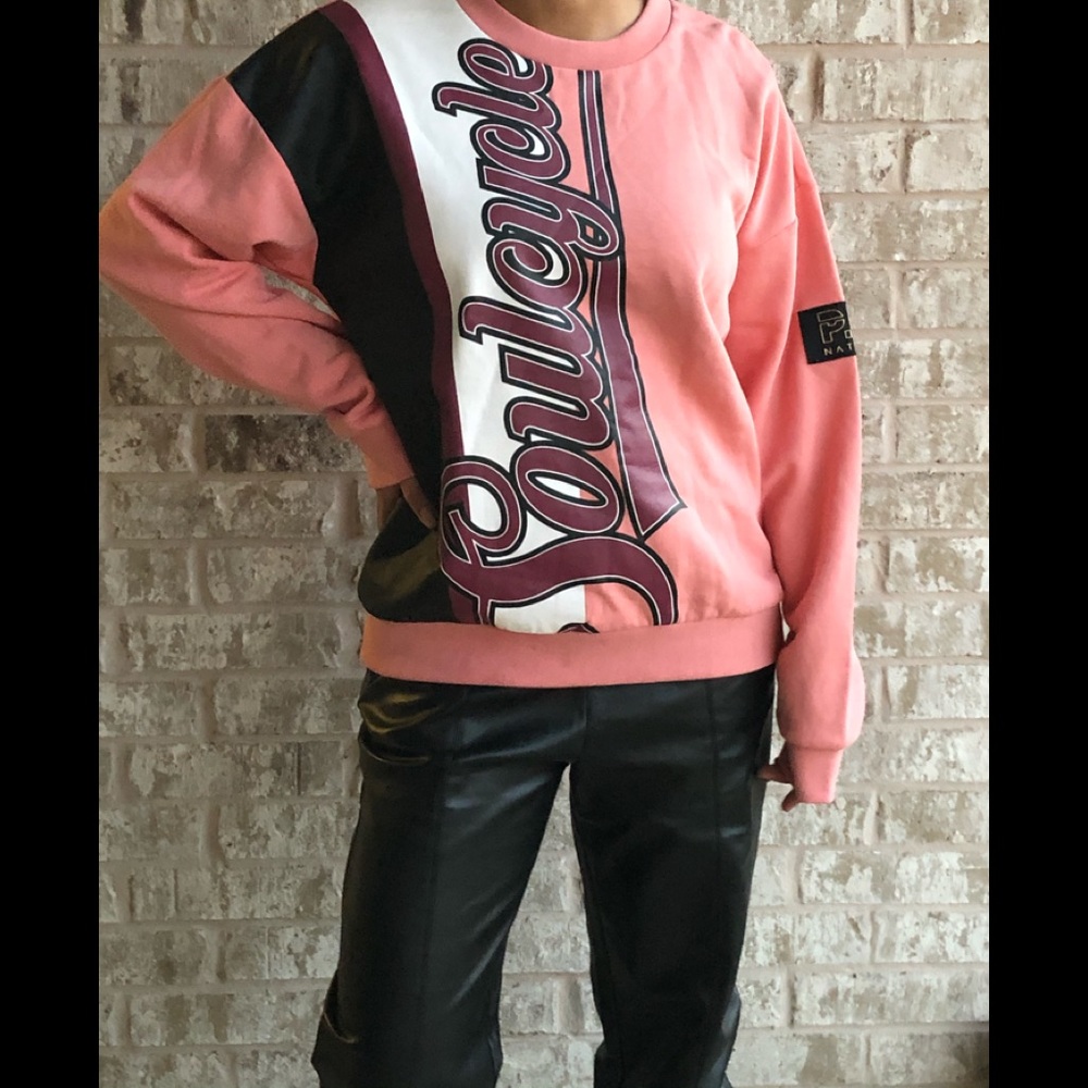 PE Nation x SoulCycle Pink Hoodie Sweatshirt,Large